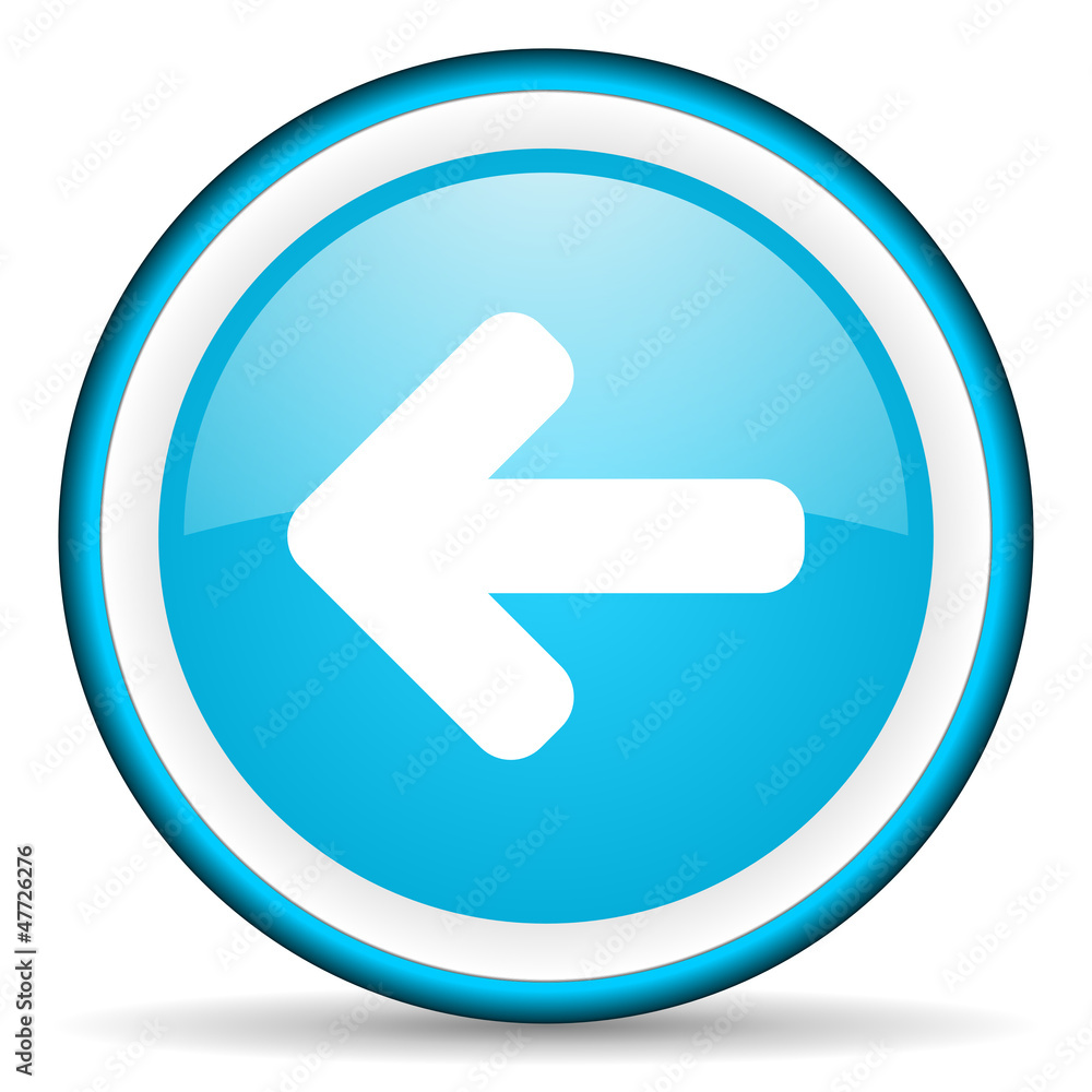 arrow left blue glossy icon on white background arrow left blue glossy icon on white background