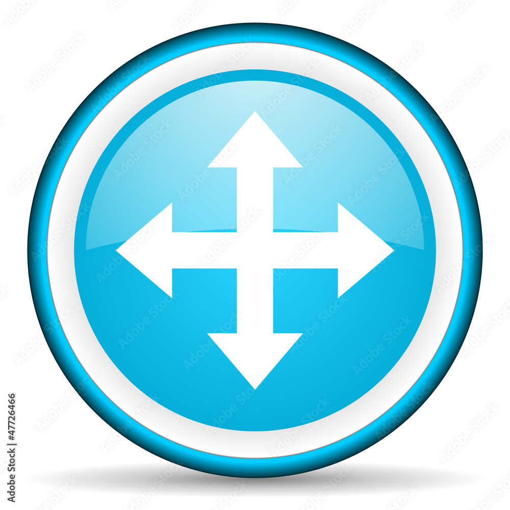 move arrow blue glossy icon on white background move arrow blue glossy icon on white background