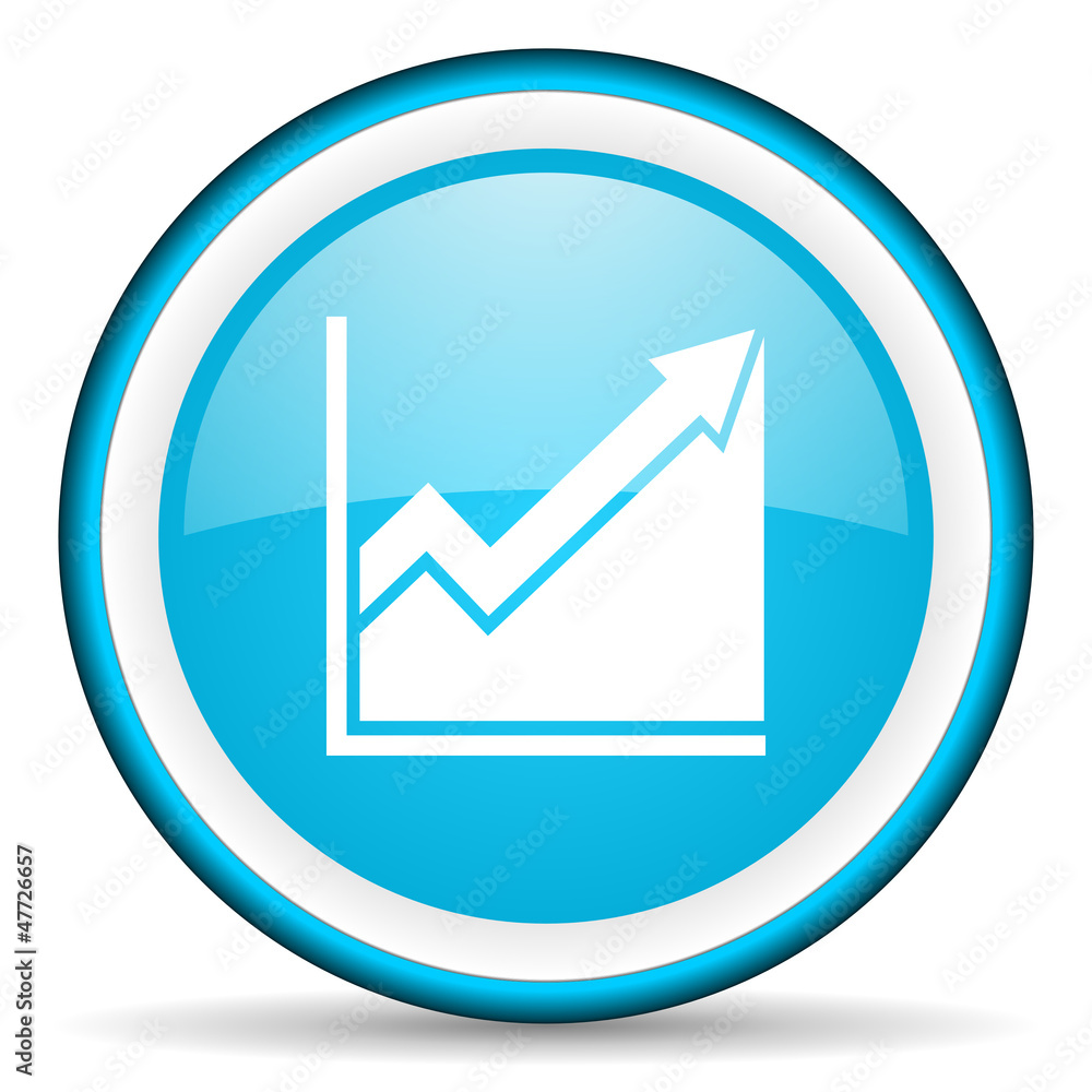 histogram blue glossy icon on white background histogram blue glossy icon on white background