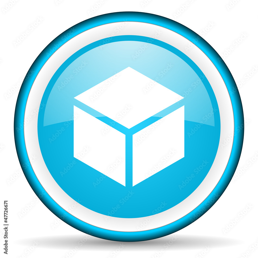 box blue glossy icon on white background box blue glossy icon on white background