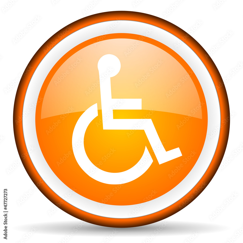 accessibility orange glossy icon on white background accessibility orange glossy icon on white background