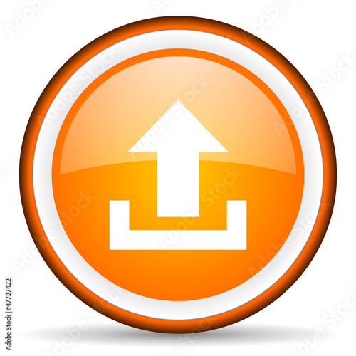 Free Download upload orange glossy icon on white background - GFXLoad