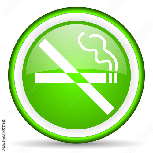 no smoking green glossy icon on white background