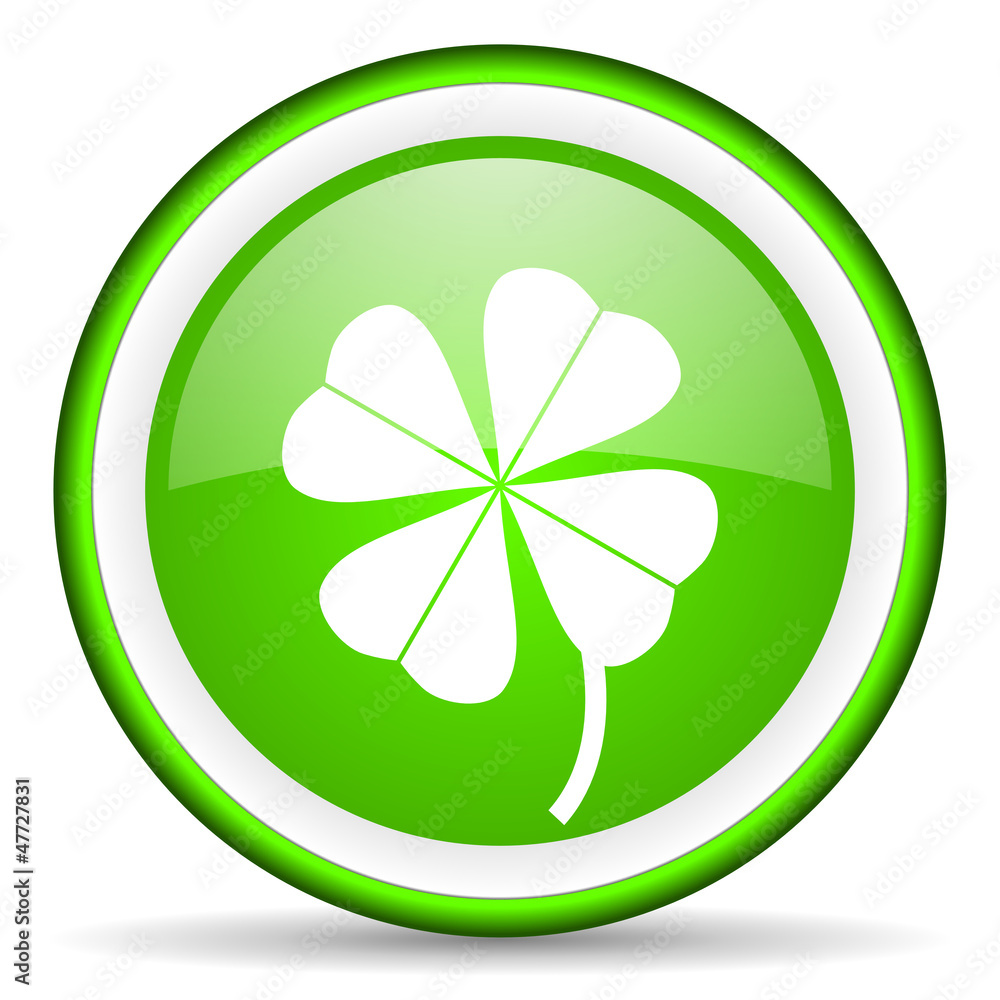 four-leaf clover green glossy icon on white background four-leaf clover green glossy icon on white background