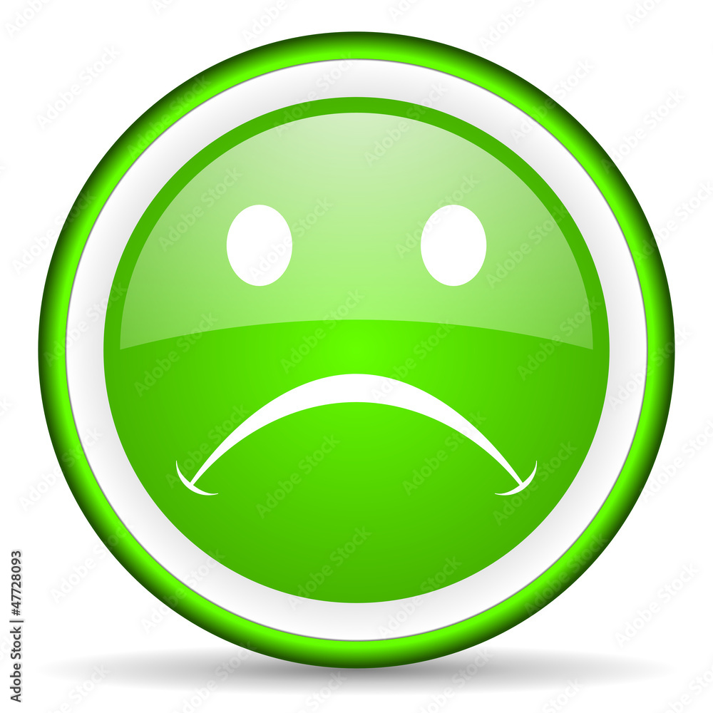 cry green glossy icon on white background cry green glossy icon on white background