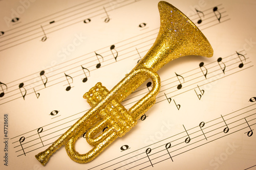 Trumpet on a musical score
