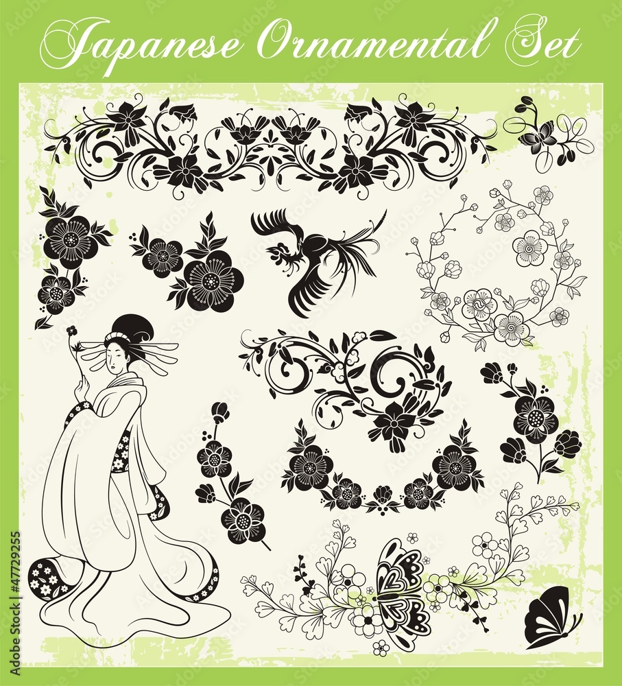 Japanese Traditional Ornaments Vector Set
