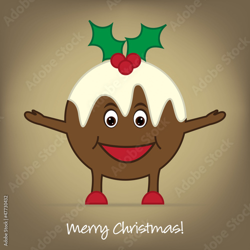 Cute pudding Christmas card in vector format.