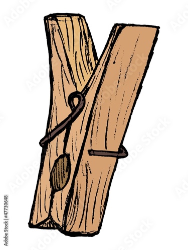 hand drawn, vector, sketch illustration of clothes pegs