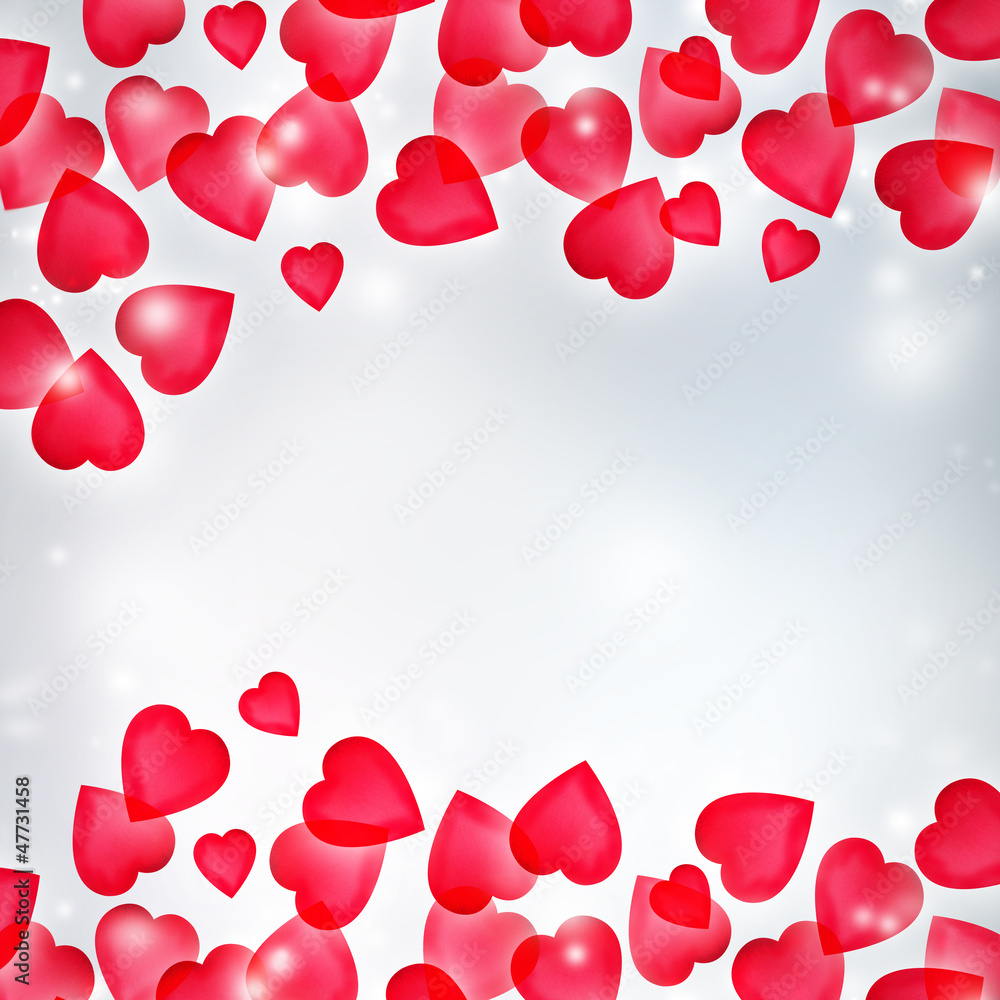Valentine background with red hearts
