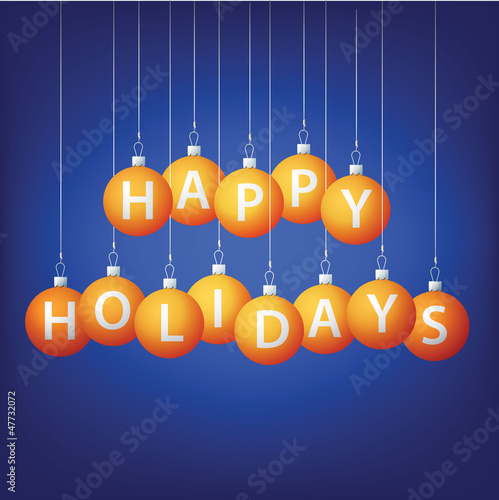 Happy Holidays hanging bauble card in vector format.