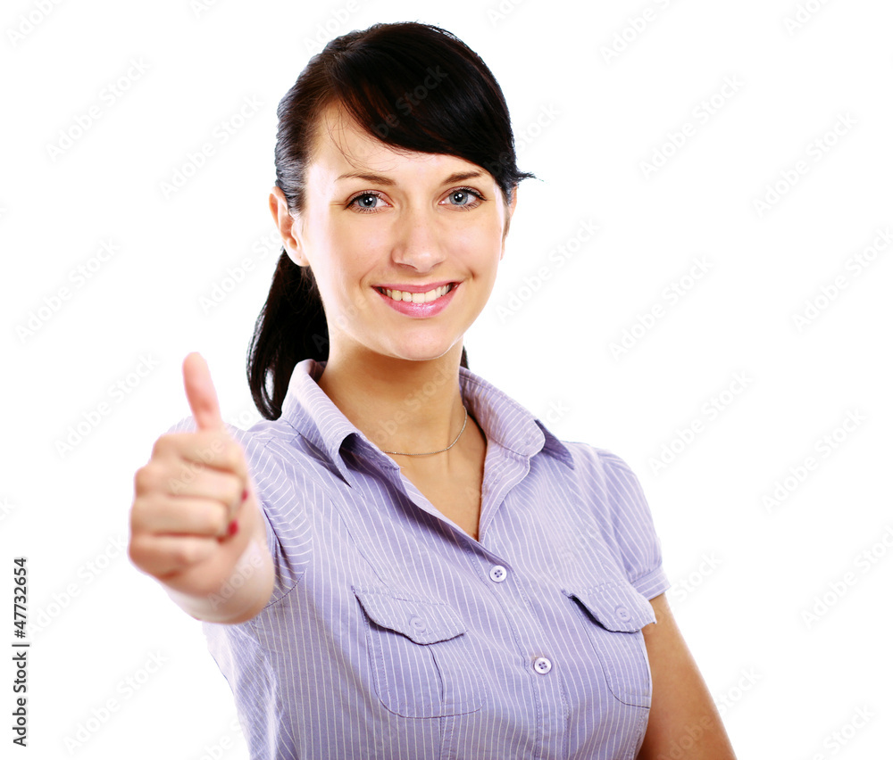 Portrait of a beautiful young woman showing ok Portrait of a beautiful young woman showing ok
