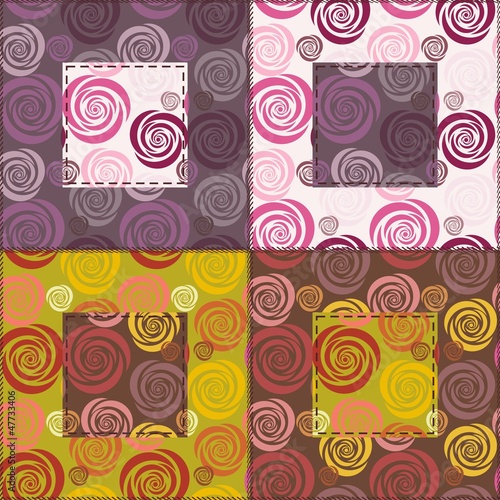 patchwork background with roses