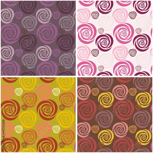 four seamless backgrounds with flowers