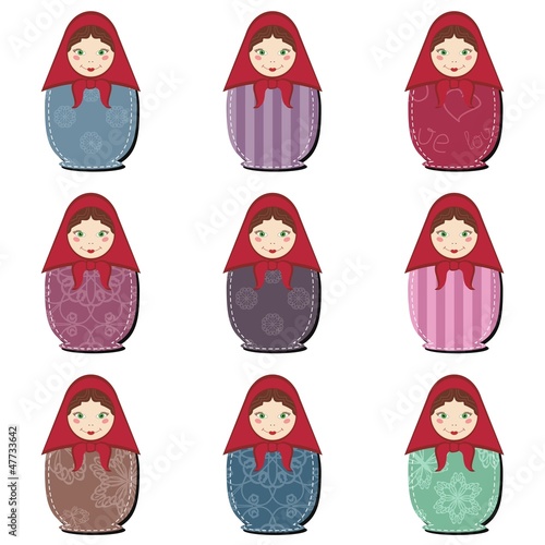 matryoshka dolls scrapbook on white