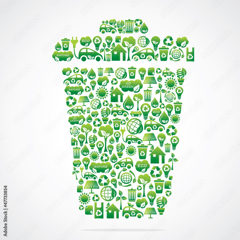 Recycle Bin with eco nature icons stock vector Recycle Bin with eco nature icons stock vector