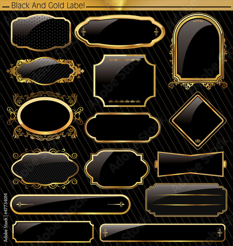 Vintage Labels - 15 Black and Gold empty elements