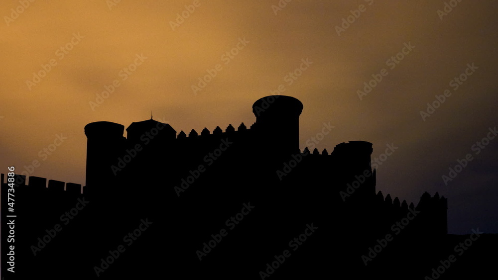 Portugal Belmonte castle night clouds