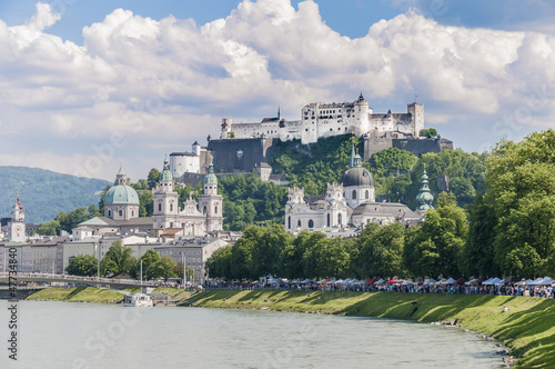 Salzach river on its way through Salzburg, Austria