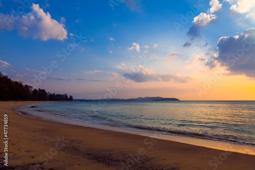 Sunset on Khao Lak beach in Thailand