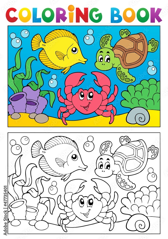 Naklejka premium Coloring book with marine animals 5