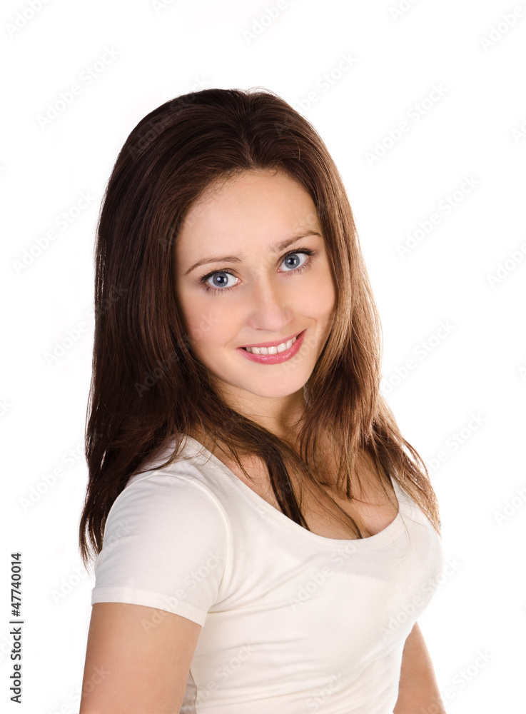 Beautiful smiling young woman isolated on white Beautiful smiling young woman isolated on white
