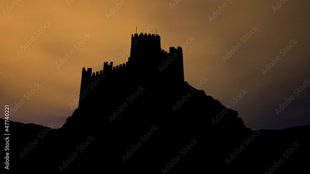 Portugal Almourol castle night clouds Portugal Almourol castle night clouds