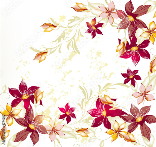Flower  vector background in pastel vintage style