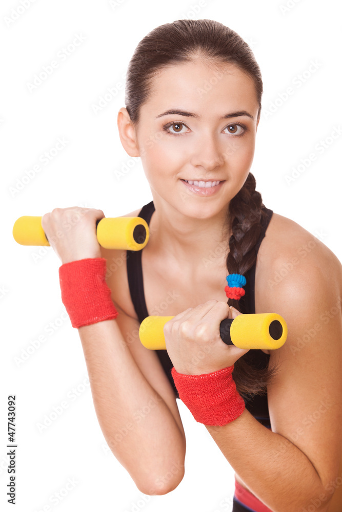 woman doing exercises for biceps woman doing exercises for biceps