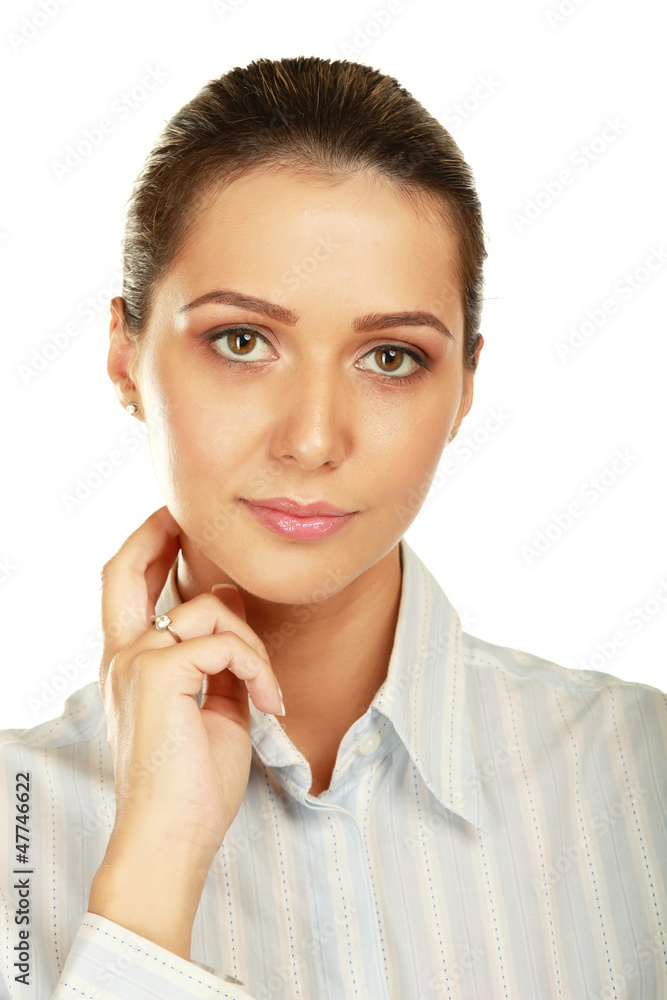 Young woman standing isolated on white background Young woman standing isolated on white background