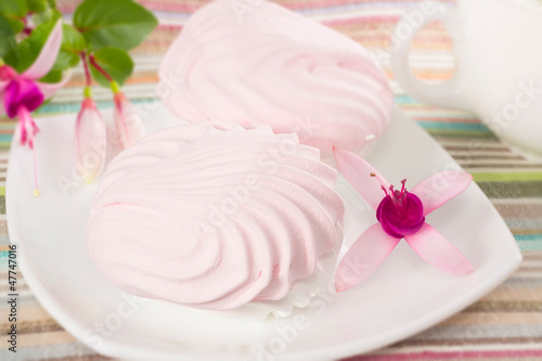 pink marshmallows on a plate