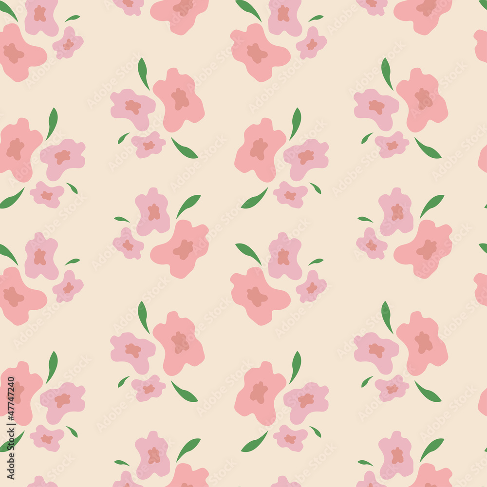 Pattern of pink flowers on a yellow background