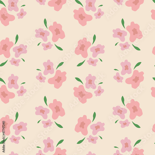 Pattern of pink flowers on a yellow background