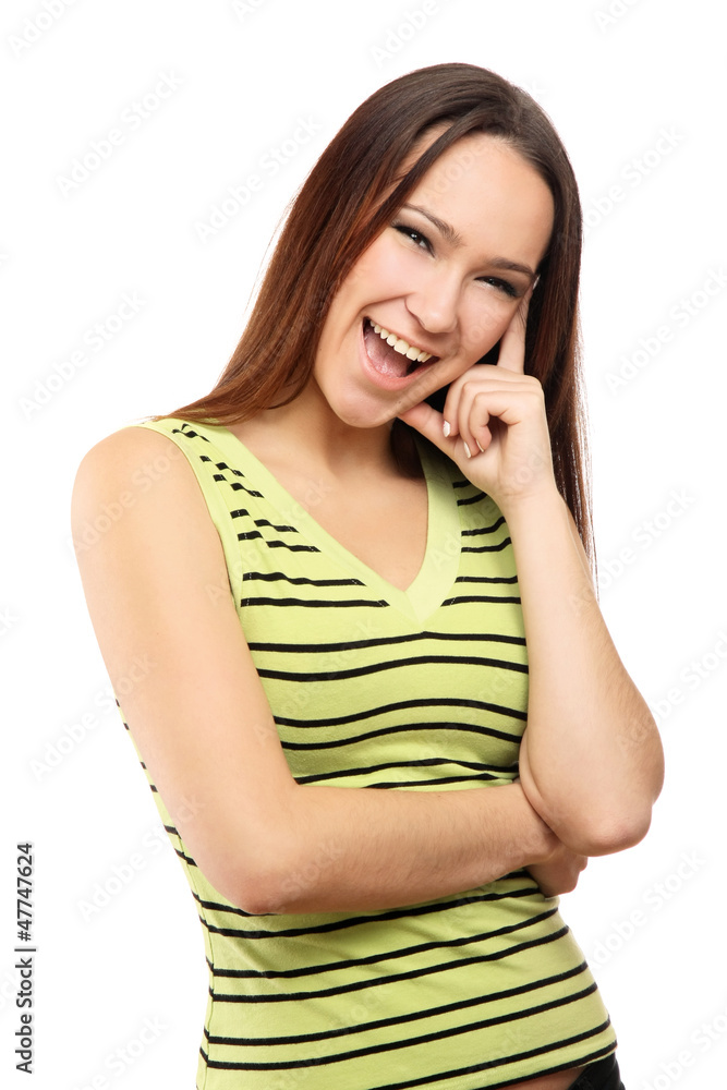 Young woman standing ,isolated on white background Young woman standing ,isolated on white background