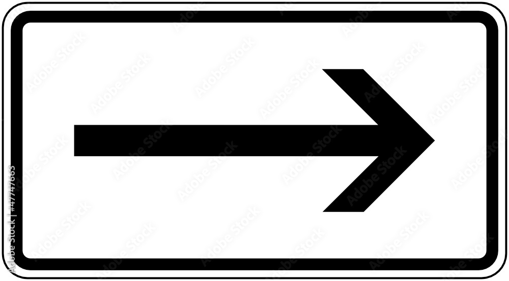 Zusatzzeichen Richtung rechtsweisend, rechts Zusatzzeichen Richtung rechtsweisend, rechts