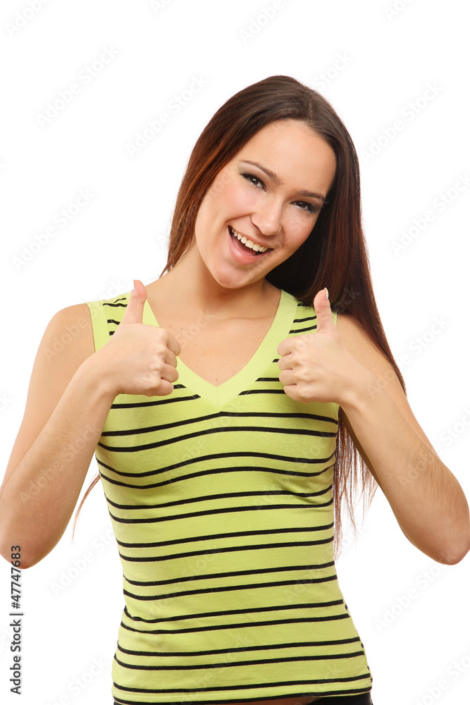Woman showing OK , isolated on white background Woman showing OK , isolated on white background
