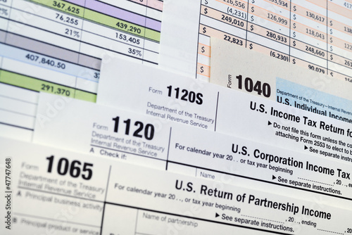 U.S. Income Tax Return forms 1040,1065,1120 photo