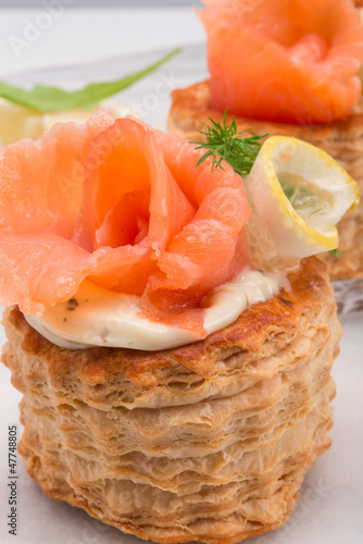 Vol-au-vent with salmon