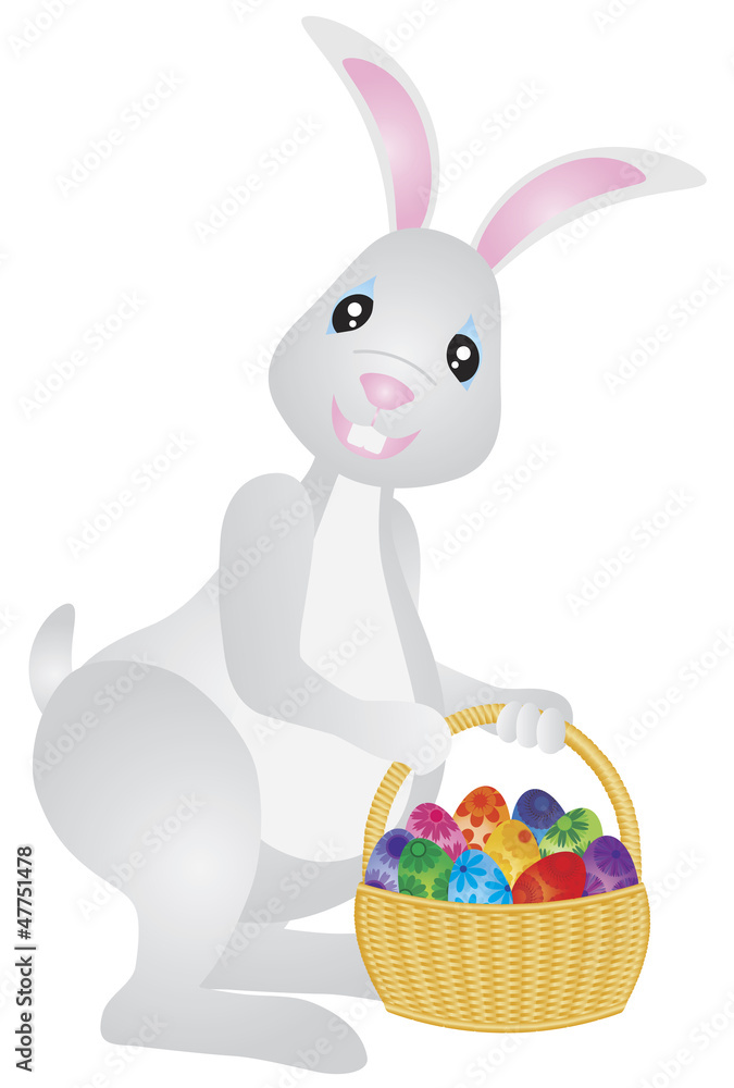 Easter Bunny with Basket of Eggs Illustration Easter Bunny with Basket of Eggs Illustration