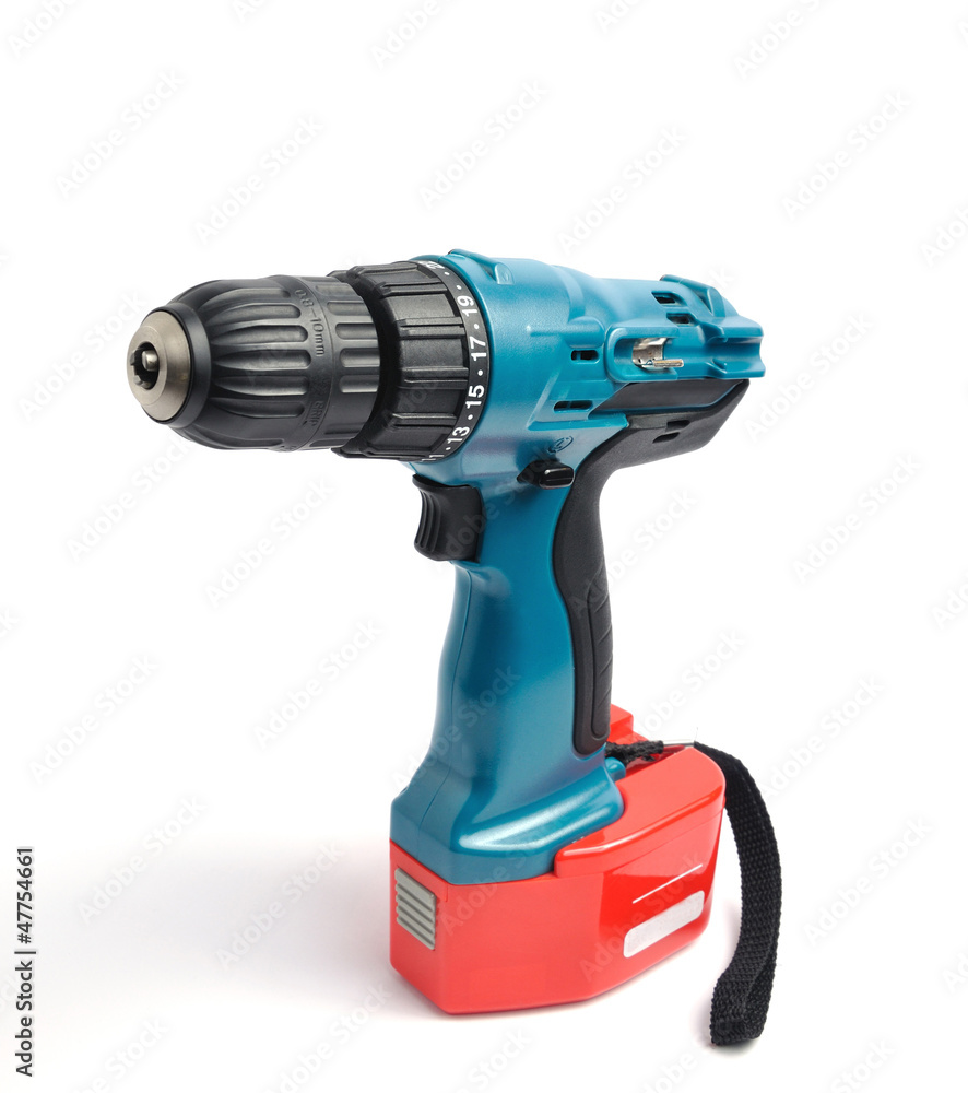 Screwdriver drill on a white background.