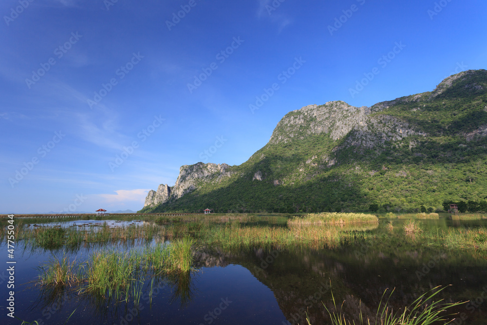 The beautiful lake and mountain in national park, Sam Roi Yod Na