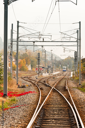voie ferrée électrifiée, Thann, Alsace, France