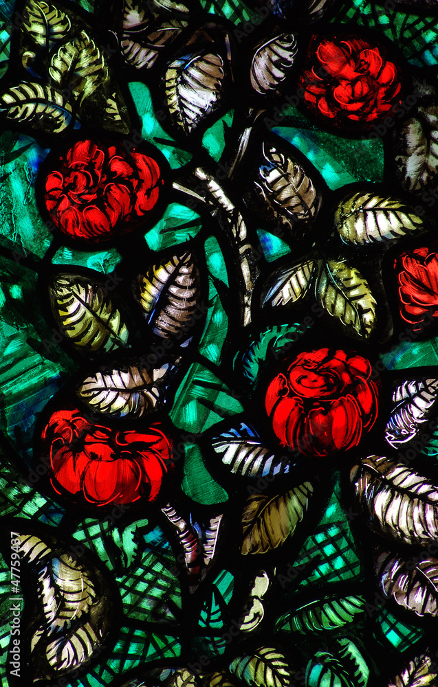 Fototapeta premium Roses in stained glass window