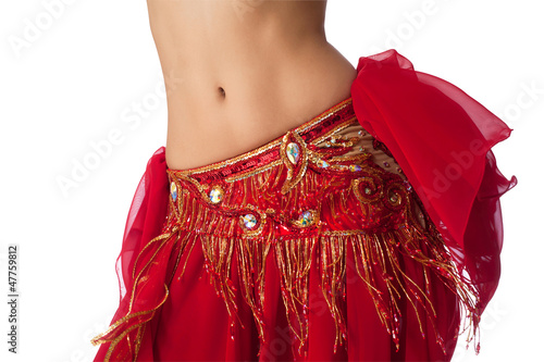 Belly Dancer in a Red Costume Shaking her Hips photo