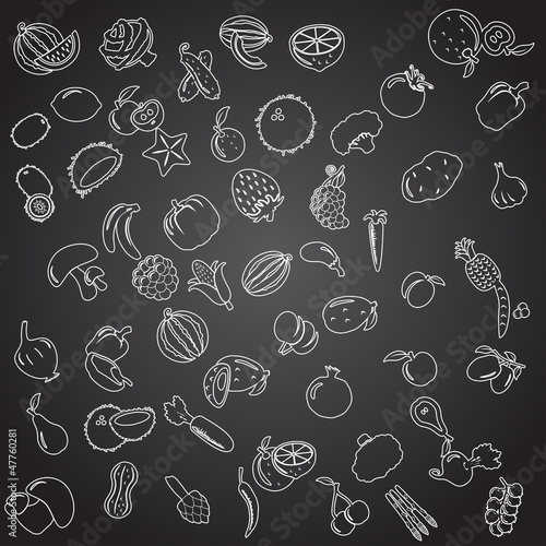 Set of fruits and vegetables icons