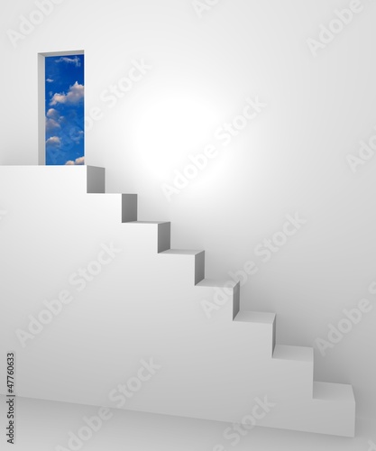 White stairs with an open door