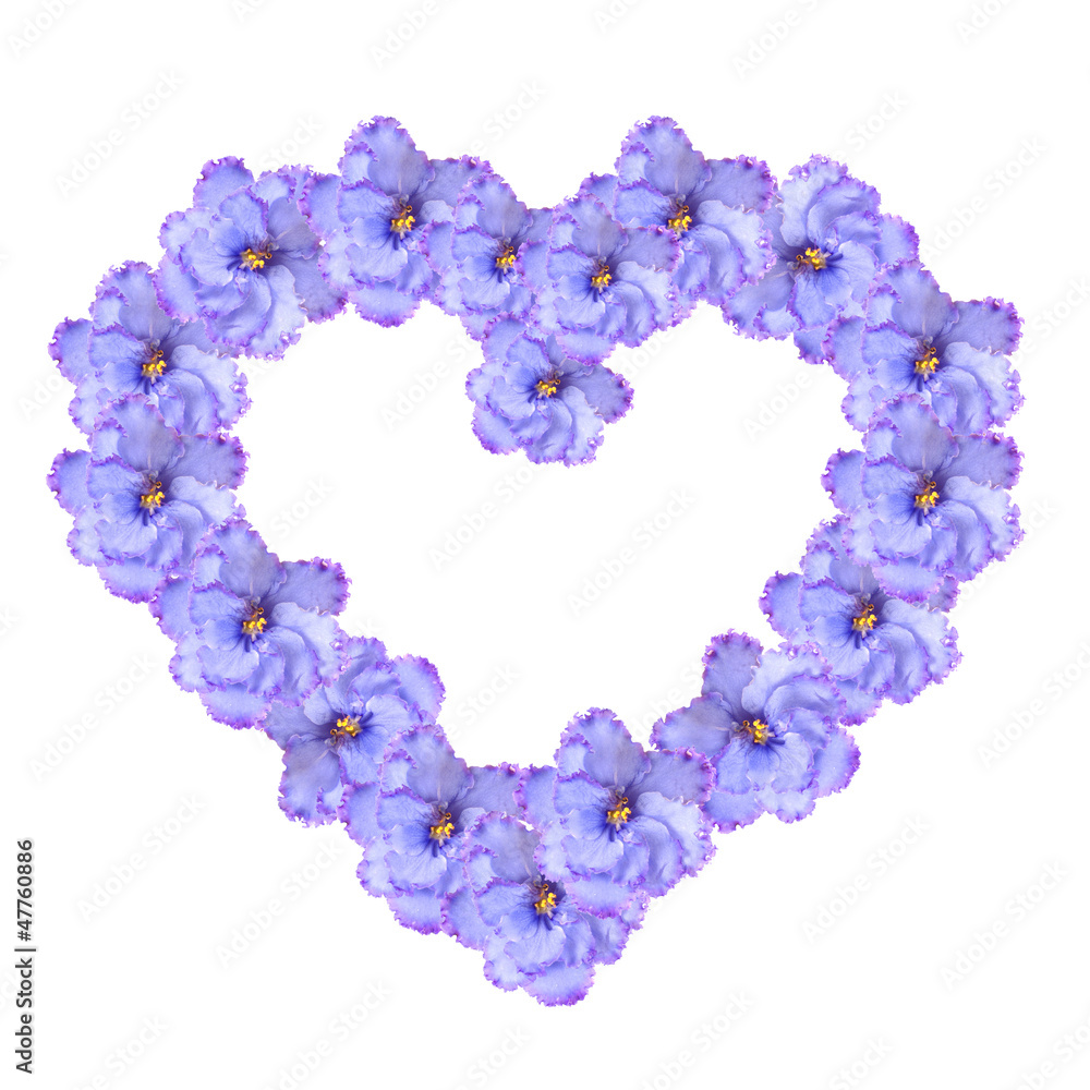 heart shaped violet flowers arrangement