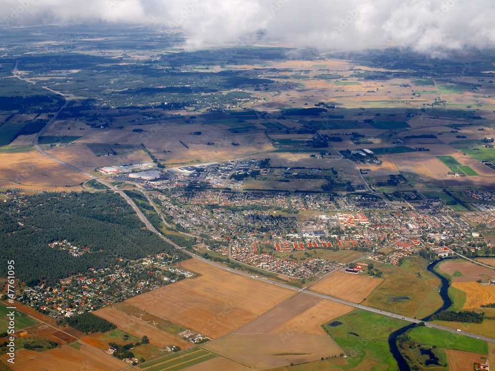 Aerial view of Loddekopinge city in Sweden