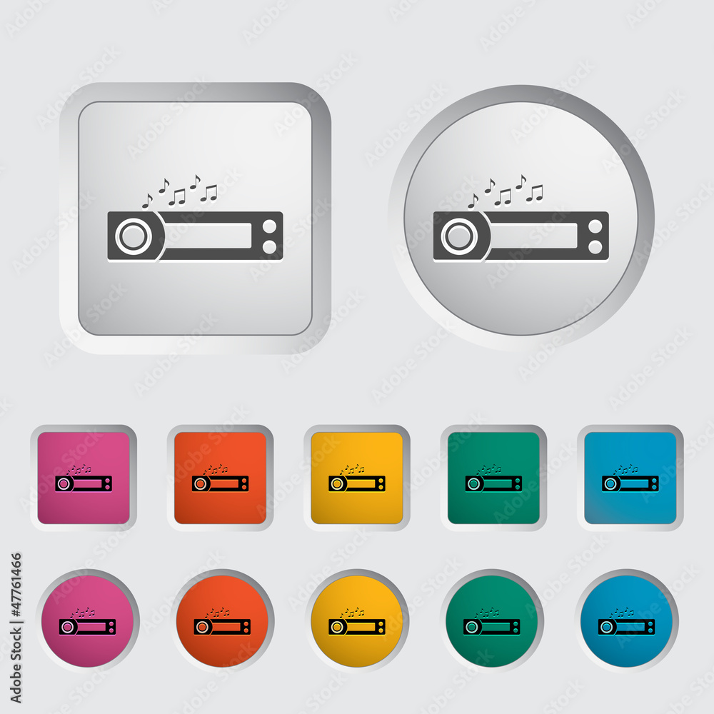 Car radio icon. Car radio icon.