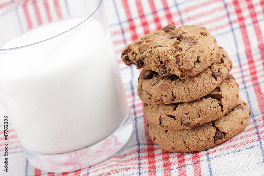 Milk with cookies on the table Milk with cookies on the table